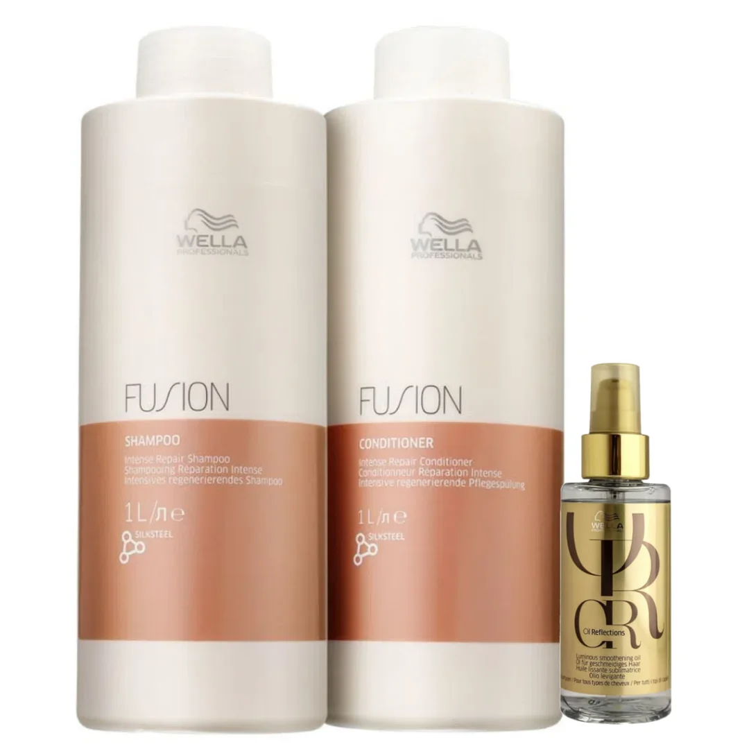 Kit Wella Professionals Fusion Sh 1L + Cond 1L + Oil Reflections 100ml 