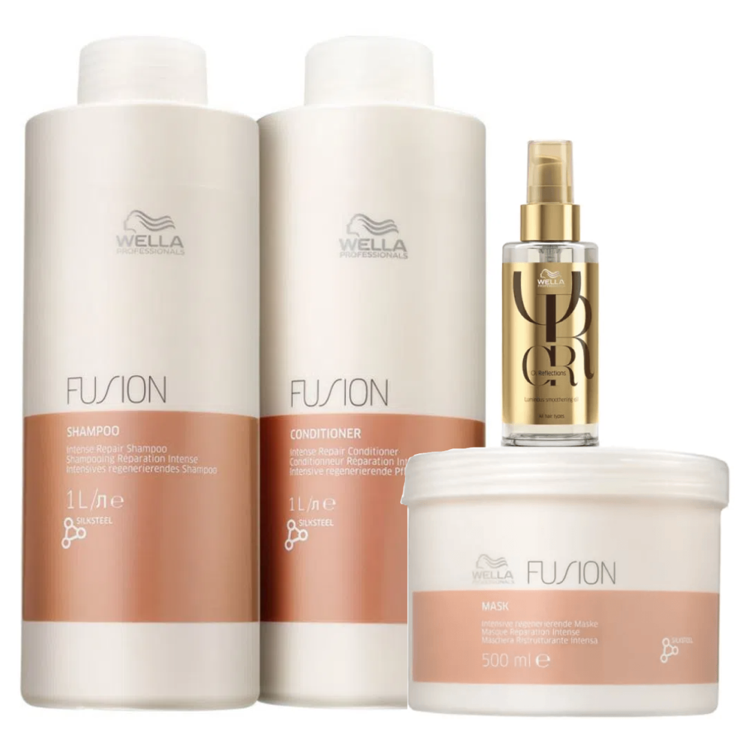 Kit Wella Professionals Fusion Sh 1L + Cond 1L + Masq 500g + Oil Reflections 100ml