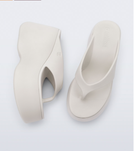 Melissa Free Thong Wedge Branco Bege 4