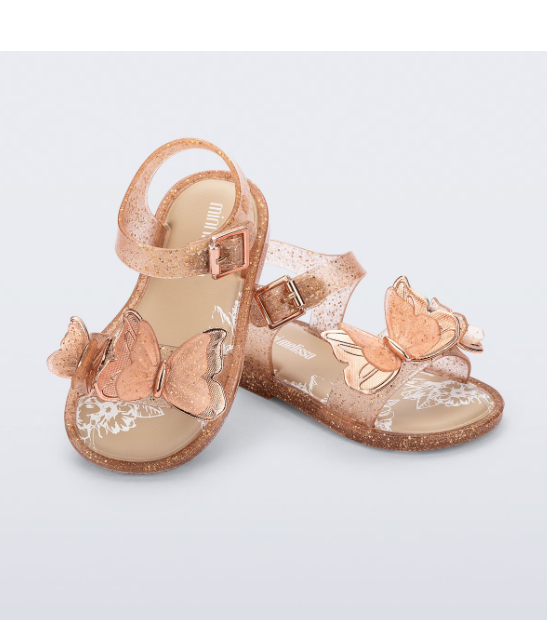 Mini Melissa fly sandal Baby Bege Glitter Bege 3