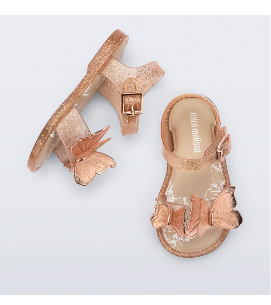 Mini Melissa fly sandal Baby Bege Glitter Bege 4
