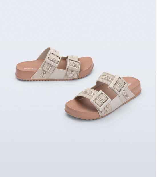 Mini Melissa Cozy Slide Marrom Bege Branco 2