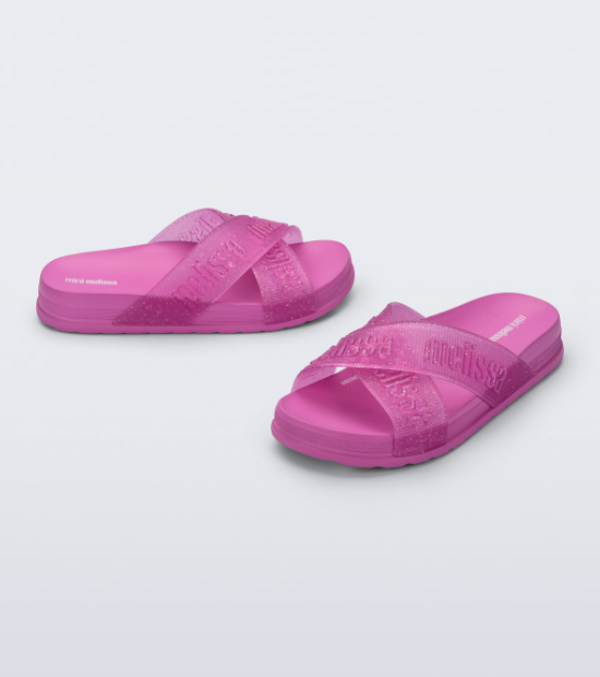 Mini Melissa Cozy Slide M-Lover II Infantil Lilas Glitter Roxo 3