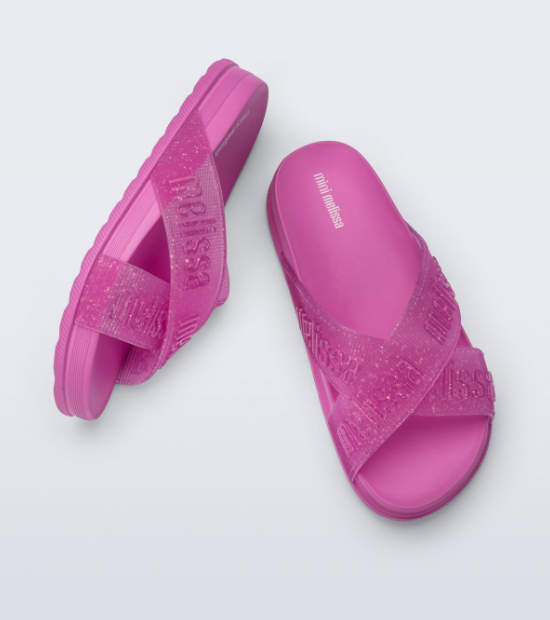 Mini Melissa Cozy Slide M-Lover II Infantil Lilas Glitter Roxo 4