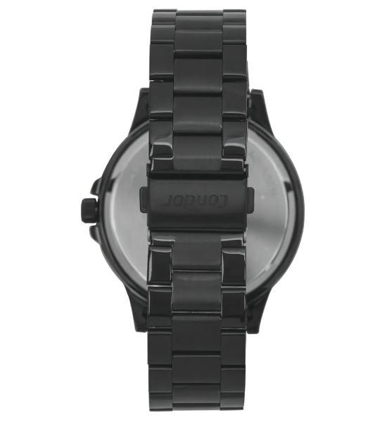 Relogio Analogico Caixa De Metal E Pulseira Aco Preto 2