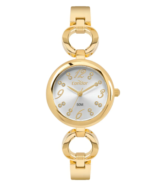 Relogio Analogico Caixa De Metal Dourada E Pulseira