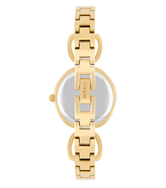 Relogio Analogico Caixa De Metal Dourada E Pulseira Dourado 3