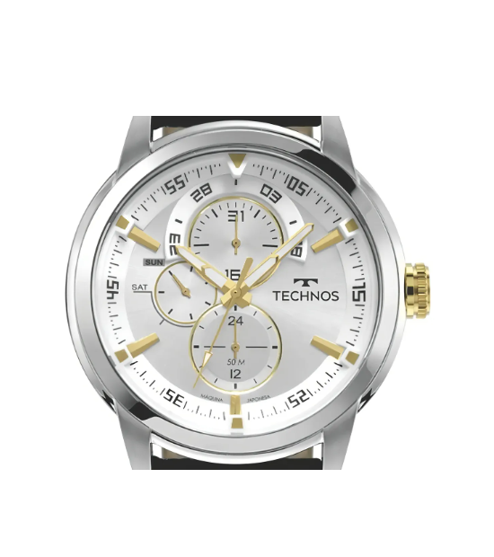 Relogio Analogico Caixa Aco Pulseira Couro Tech 20121500 Prata 4