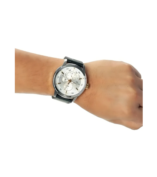 Relogio Analogico Caixa Aco Pulseira Couro Tech 20121500 Prata 5