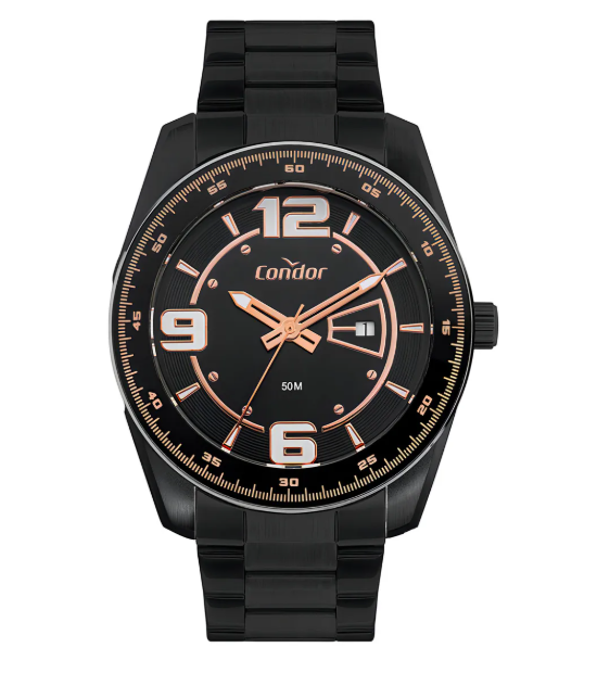 Relogio Analogico Caixa Metal E Pulseira Aco 25155233