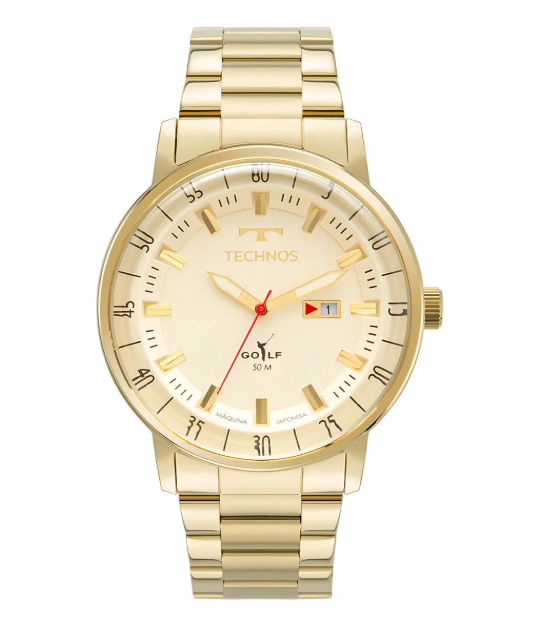 Relogio Analogico Caixa E Pulseira Aco Dourado