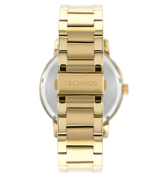 Relogio Analogico Caixa E Pulseira Aco Dourado Dourado 3