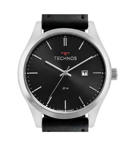 Relogio Analogico Caixa Aco E Pulseira Couro 23244069 Prata 6