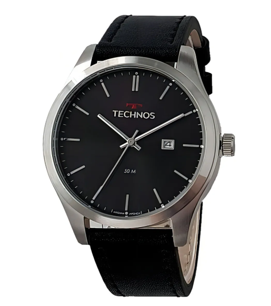 Relogio Analogico Caixa Aco E Pulseira Couro 23244069 Prata 8