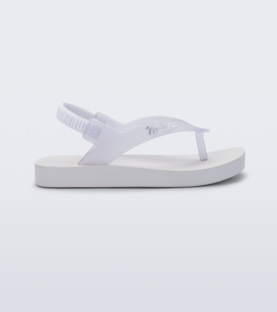 Mini Melissa Sun Long Beach Baby Branco Glitter