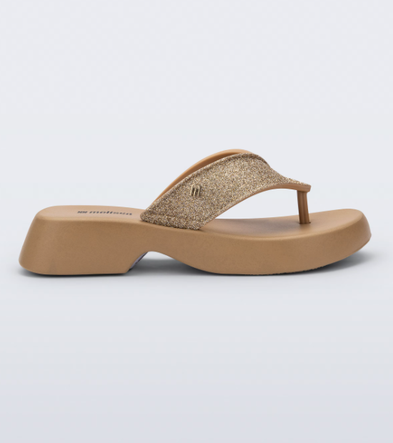 Melissa Flatform M-Lover Glitter Bege Escuro