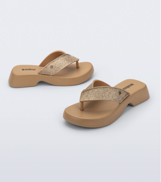 Melissa Flatform M-Lover Glitter Bege Escuro Bege 2