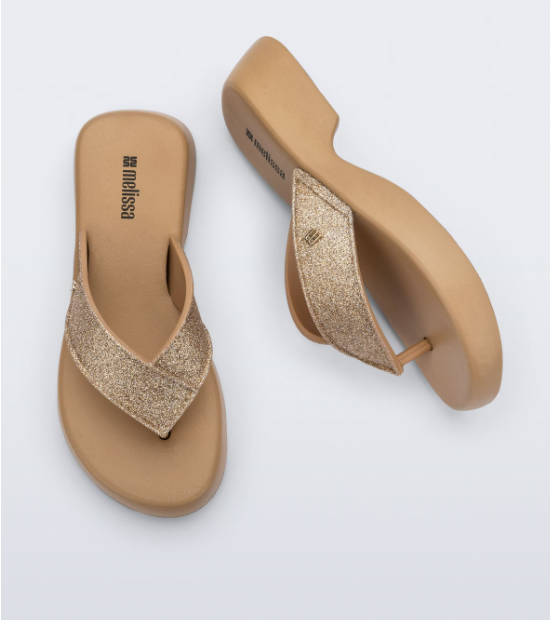 Melissa Flatform M-Lover Glitter Bege Escuro Bege 3