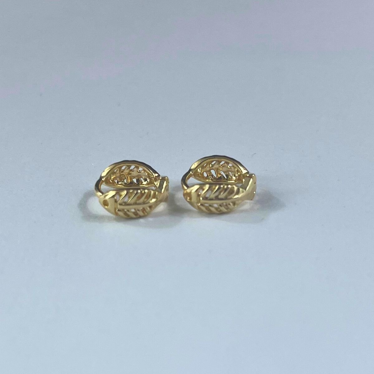 Brinco Argola Folhagem Pequeno Banhado a Ouro Dourado 2