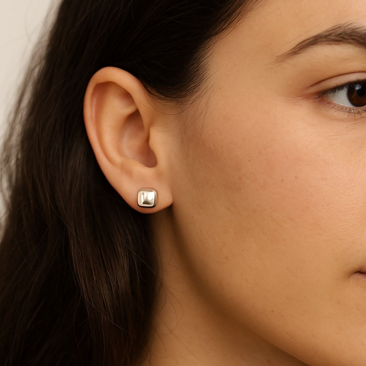 Brinco Vih Triny Prata Feminino Botão Liso Prata 2