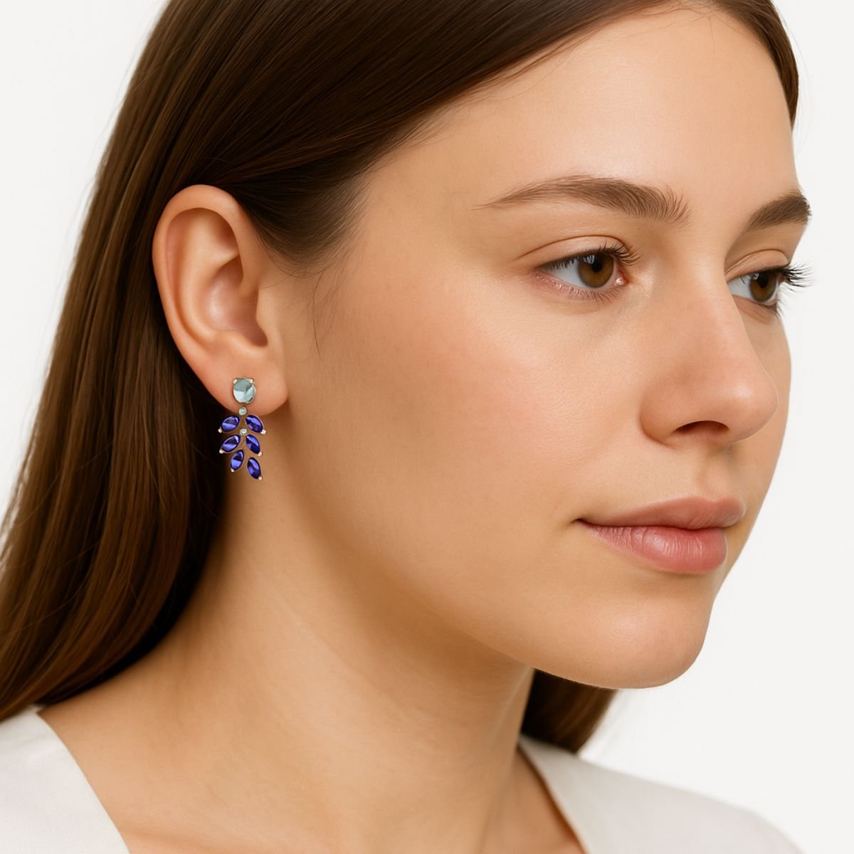 Brinco Vih Triny Prata Feminino Flor Azul 2