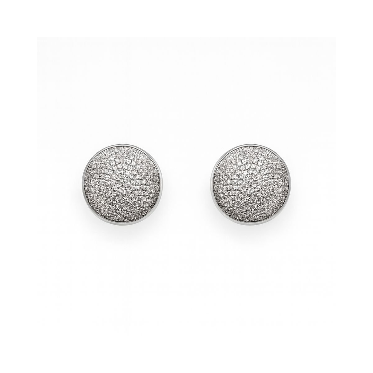 Brinco Vih Triny Prata Feminino Botão Cravejado