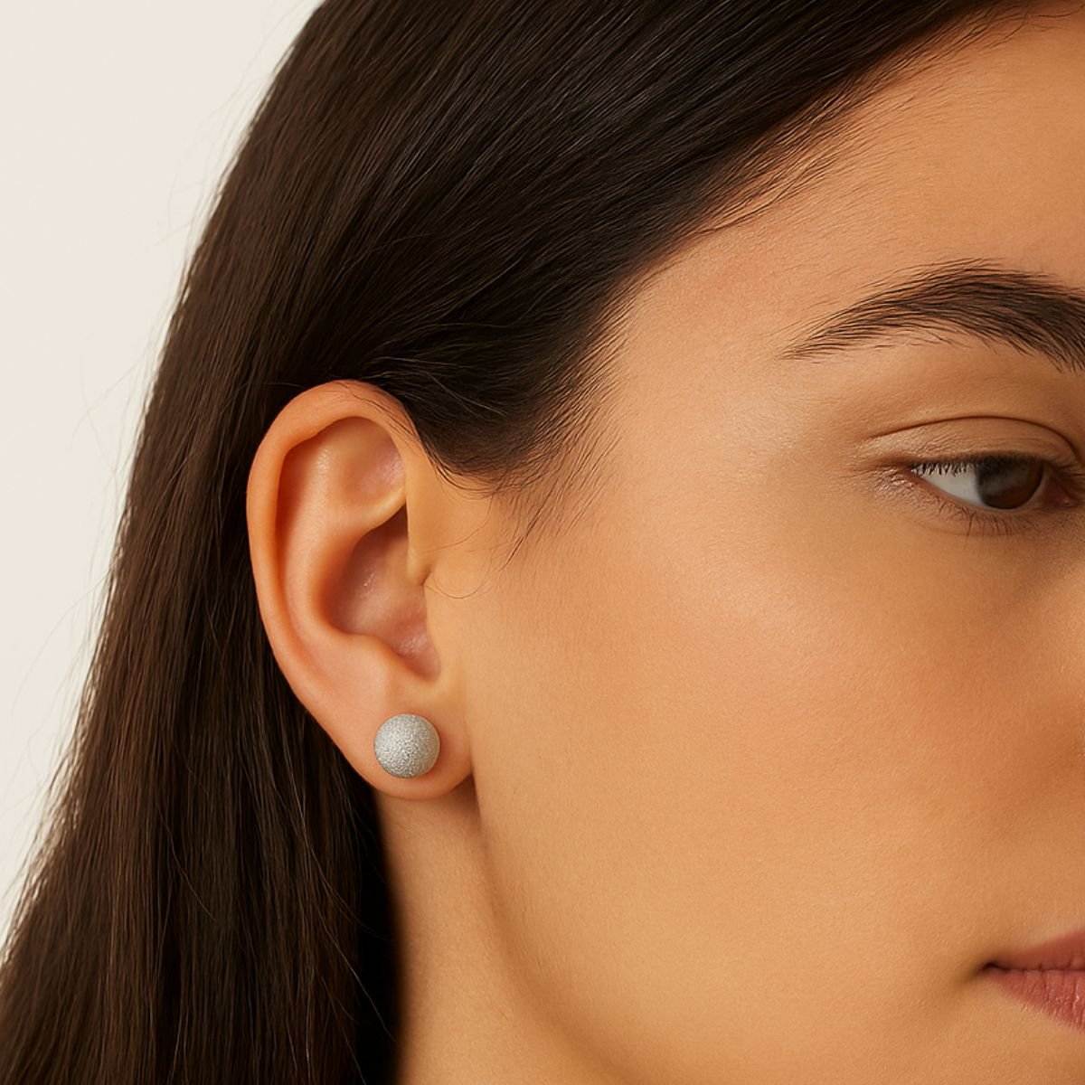 Brinco Vih Triny Prata Feminino Botão Cravejado Prata 2