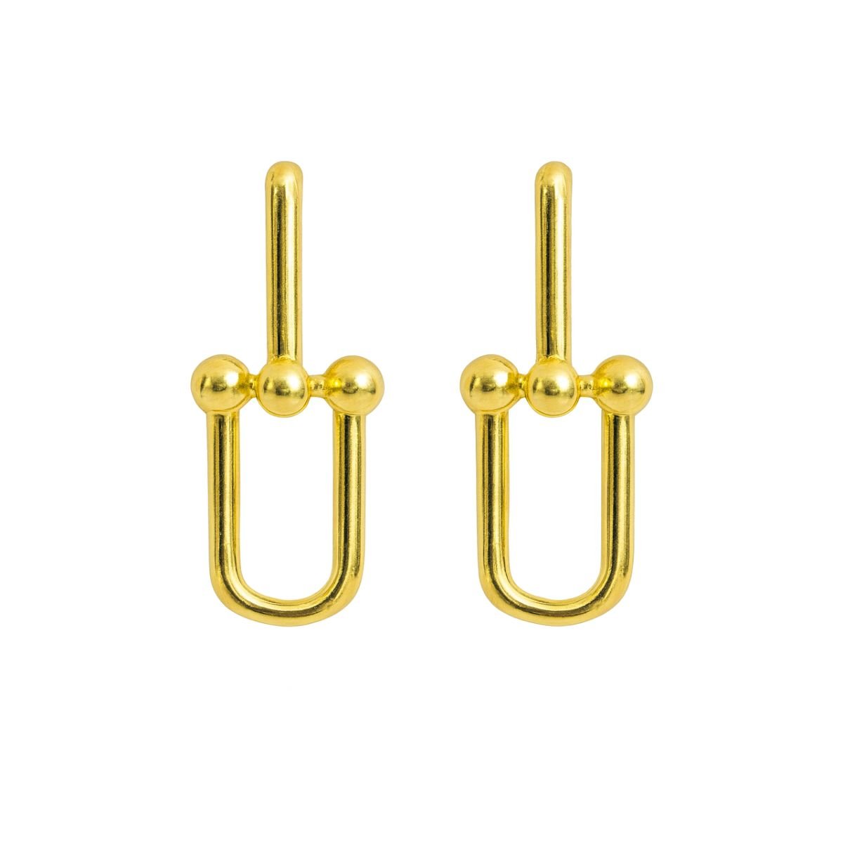 Brinco Vih Triny Elo com Bolinha Banhado a Ouro