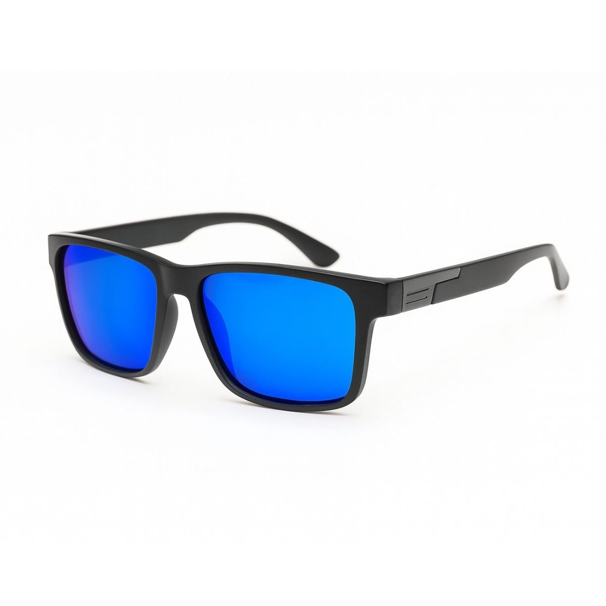 Óculos de Sol Masculino Preto com Lente Azul Espelhada UV400