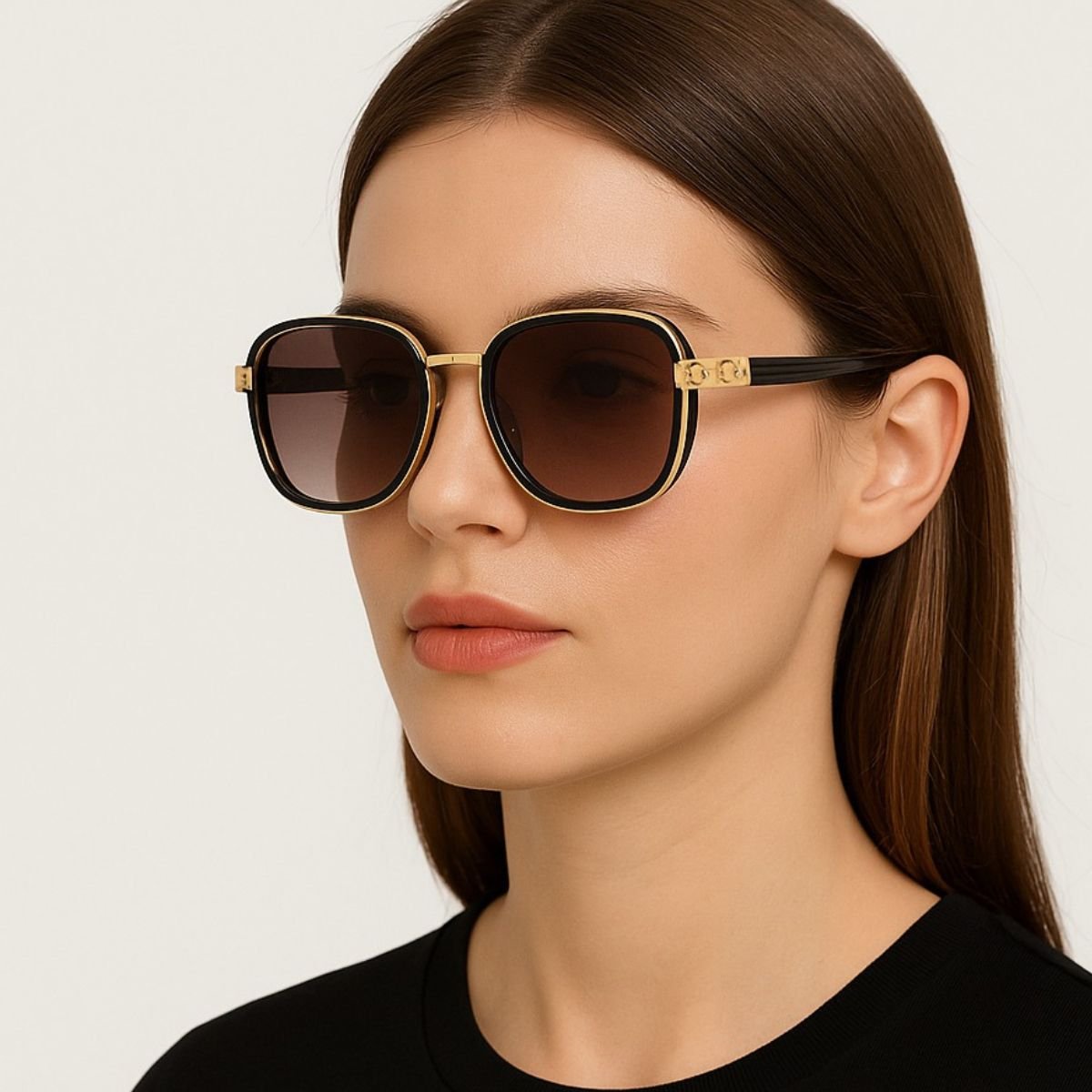 Óculos de Sol  Redondo Dourado com Lente Marrom ? Estilo Premium Dourado 2