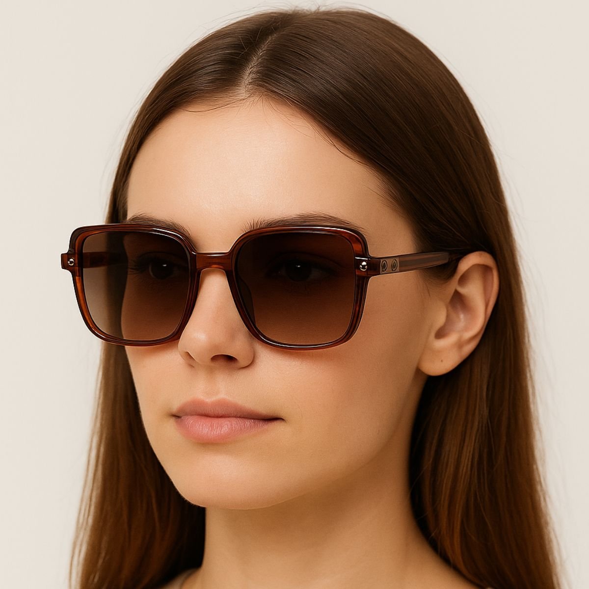 Óculos de Sol Quadrado Marrom Premium Estilo Retrô Marrom 2