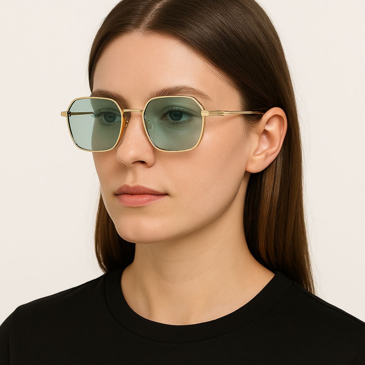 Óculos de Sol Dourado Feminino Lente Azul Claro UV400 Dourado 2