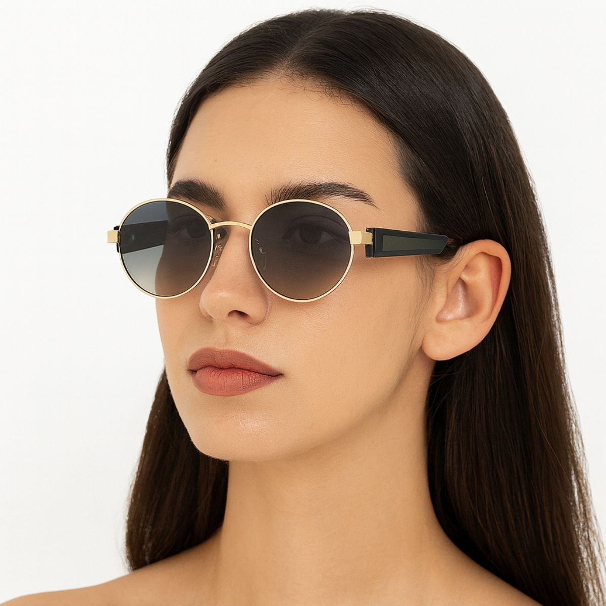 Óculos de Sol Dourado Lente Fumê Degradê Dourado 3