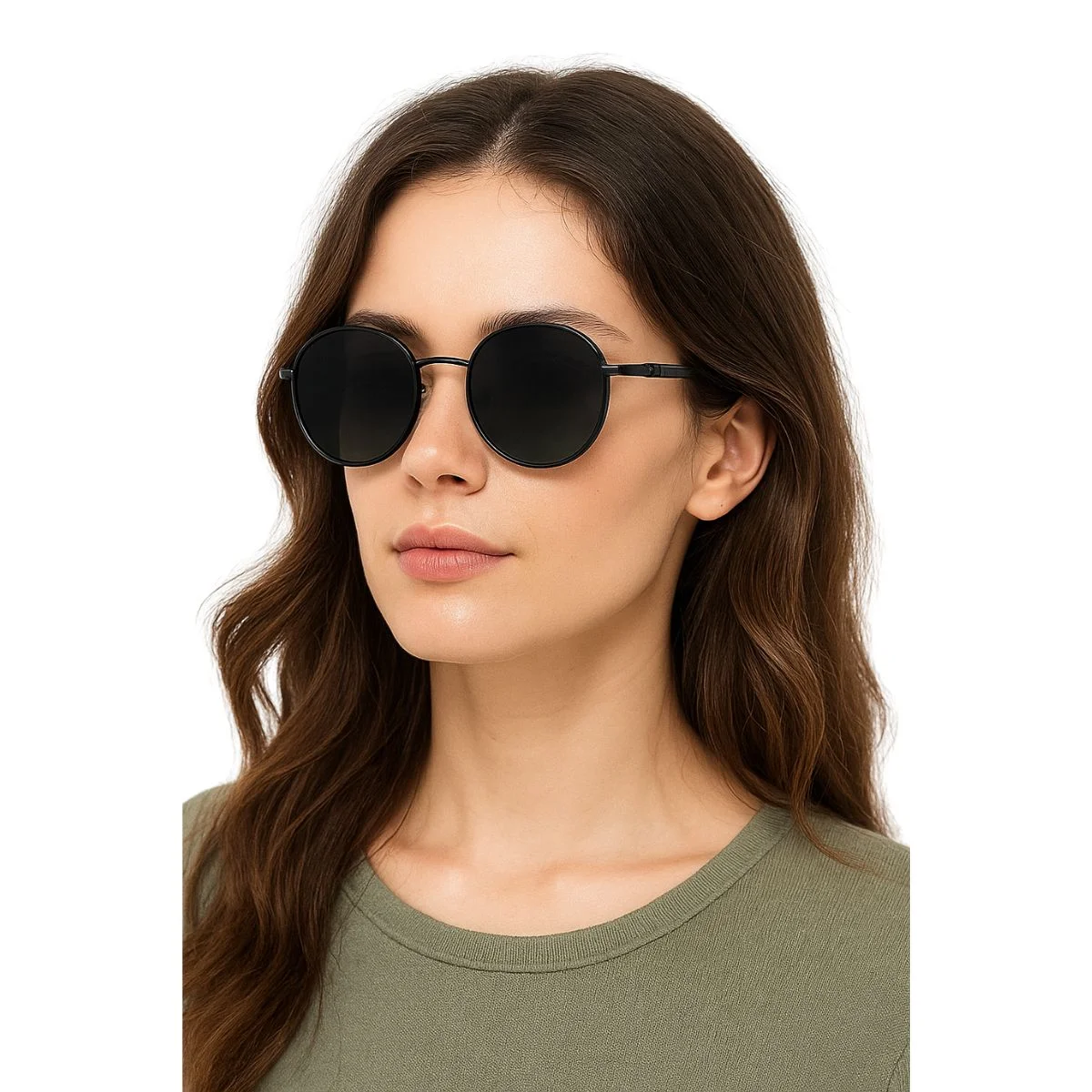 Óculos de Sol Redondo Preto Vintage Premium UV400 Preto 2