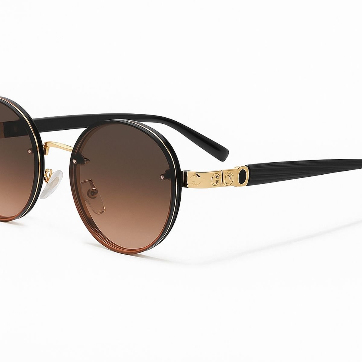 Óculos de Sol Redondo Dourado e Preto Lente Degradê Premium Dourado 3