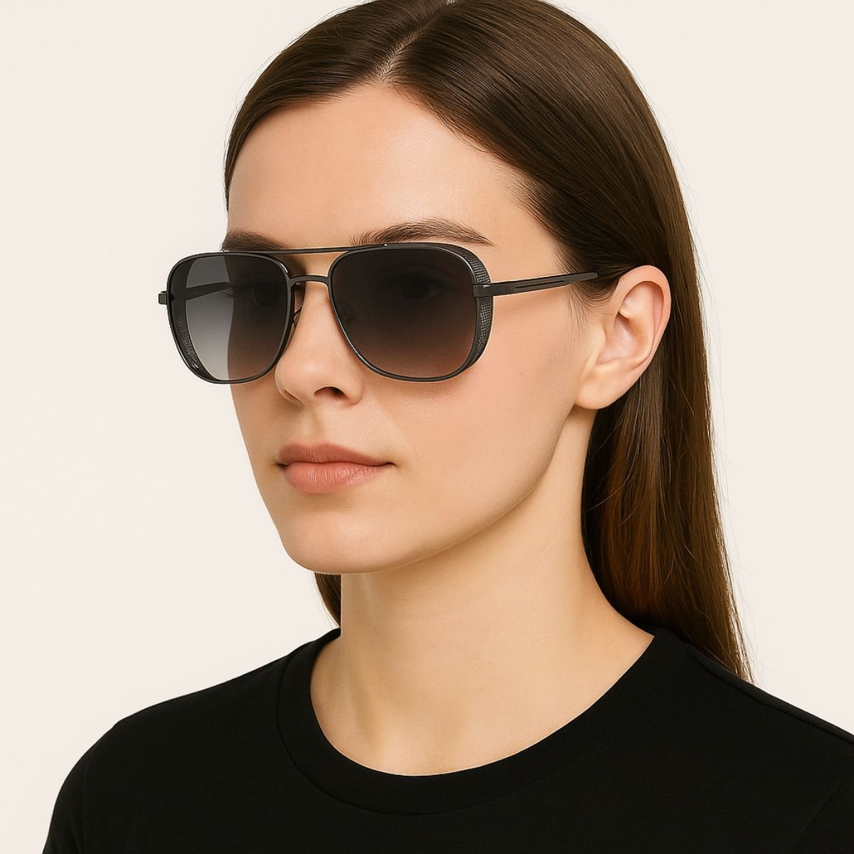 Óculos de Sol Metálico Lente Degradê UV400 Preto 3