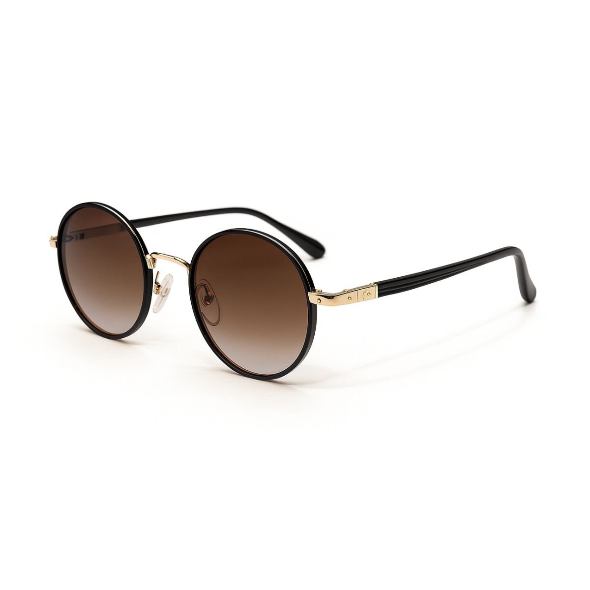 Óculos de Sol Feminino Redondo Dourado com Lente Marrom UV400