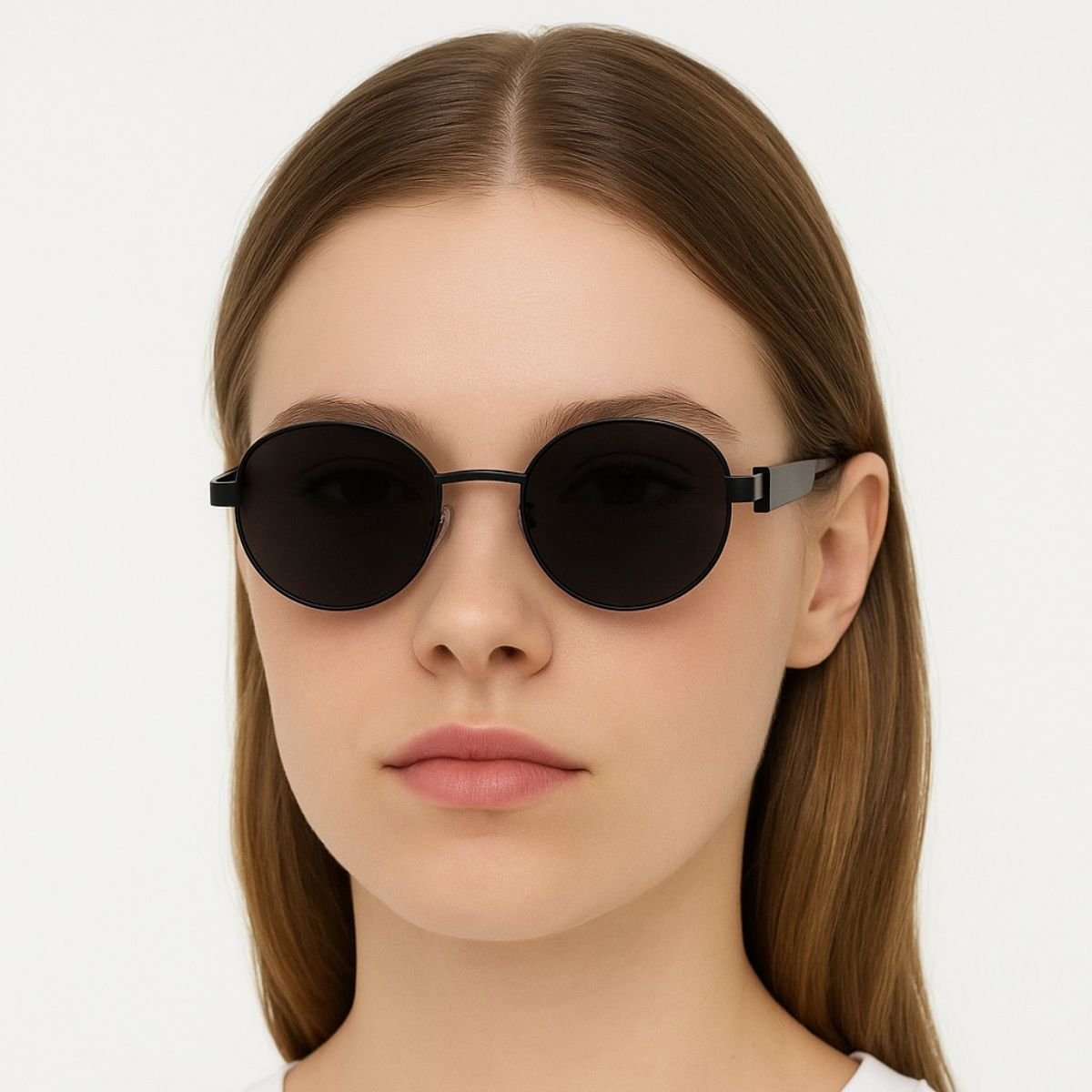 Óculos de Sol Redondo Preto Design Moderno Premium Preto 2