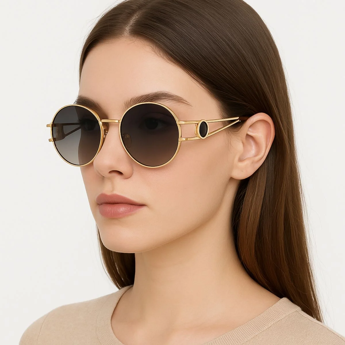 Óculos de Sol Dourado Vintage Lente Fumê Premium Dourado 2