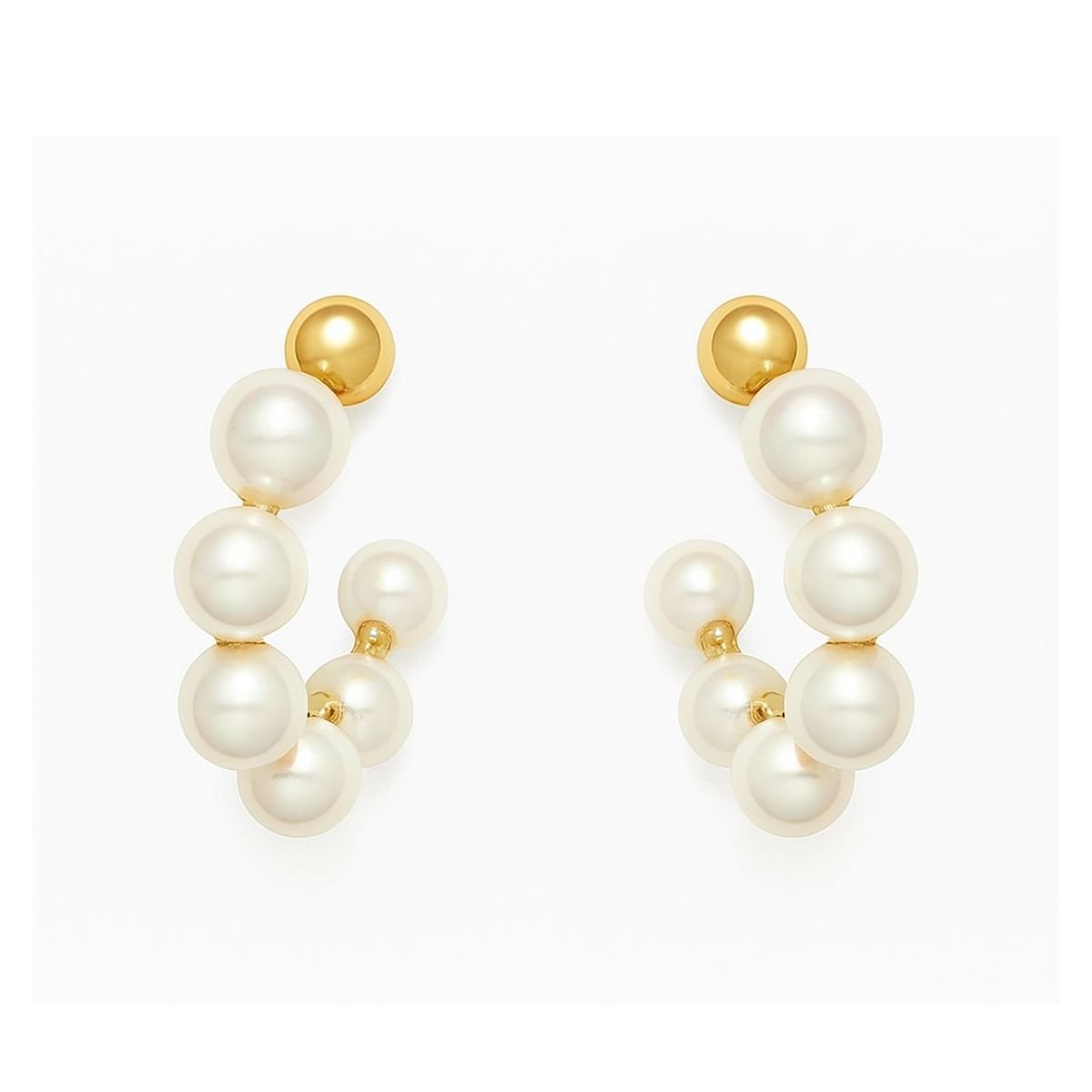 Brinco Argola Perolas Banhada a Ouro