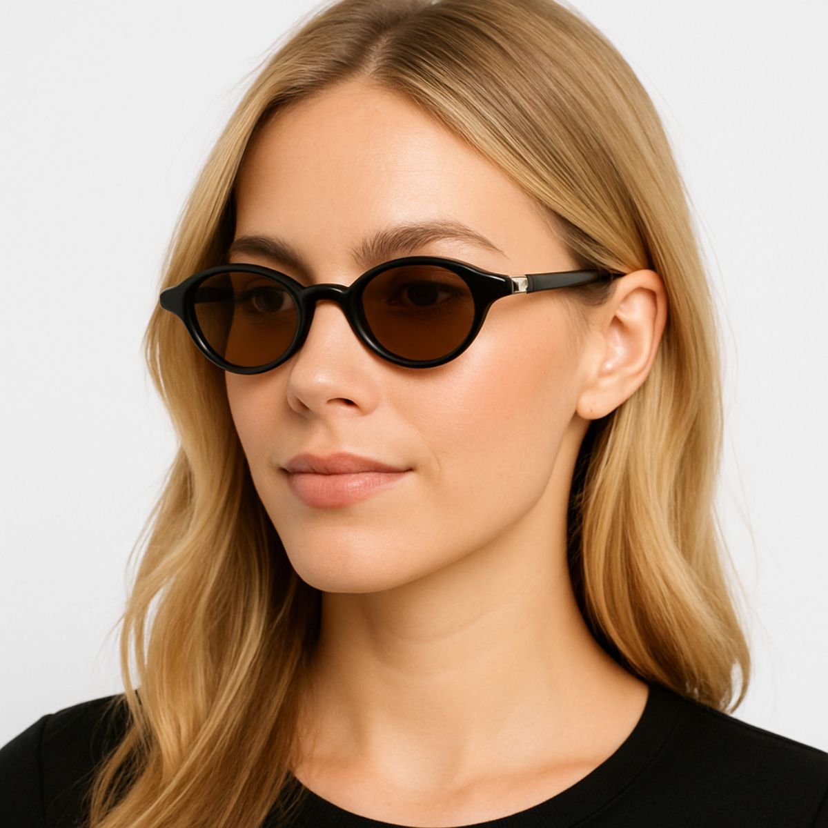 Óculos Retrô Virginia Preto Lente Marrom Elegante UV400 Premium Marrom 2