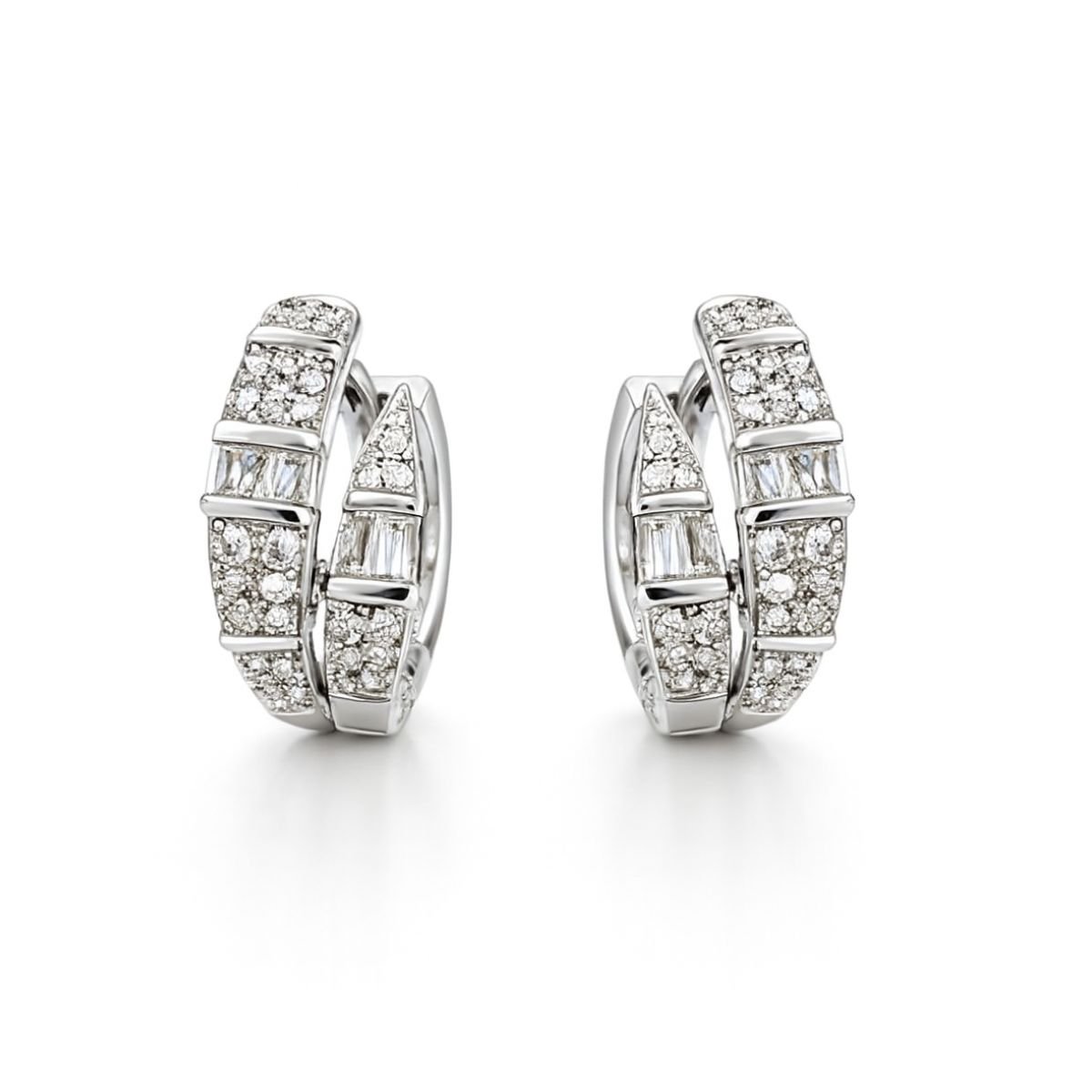 Brinco Argola Luxo Segmentado com Zircônias Vih Triny