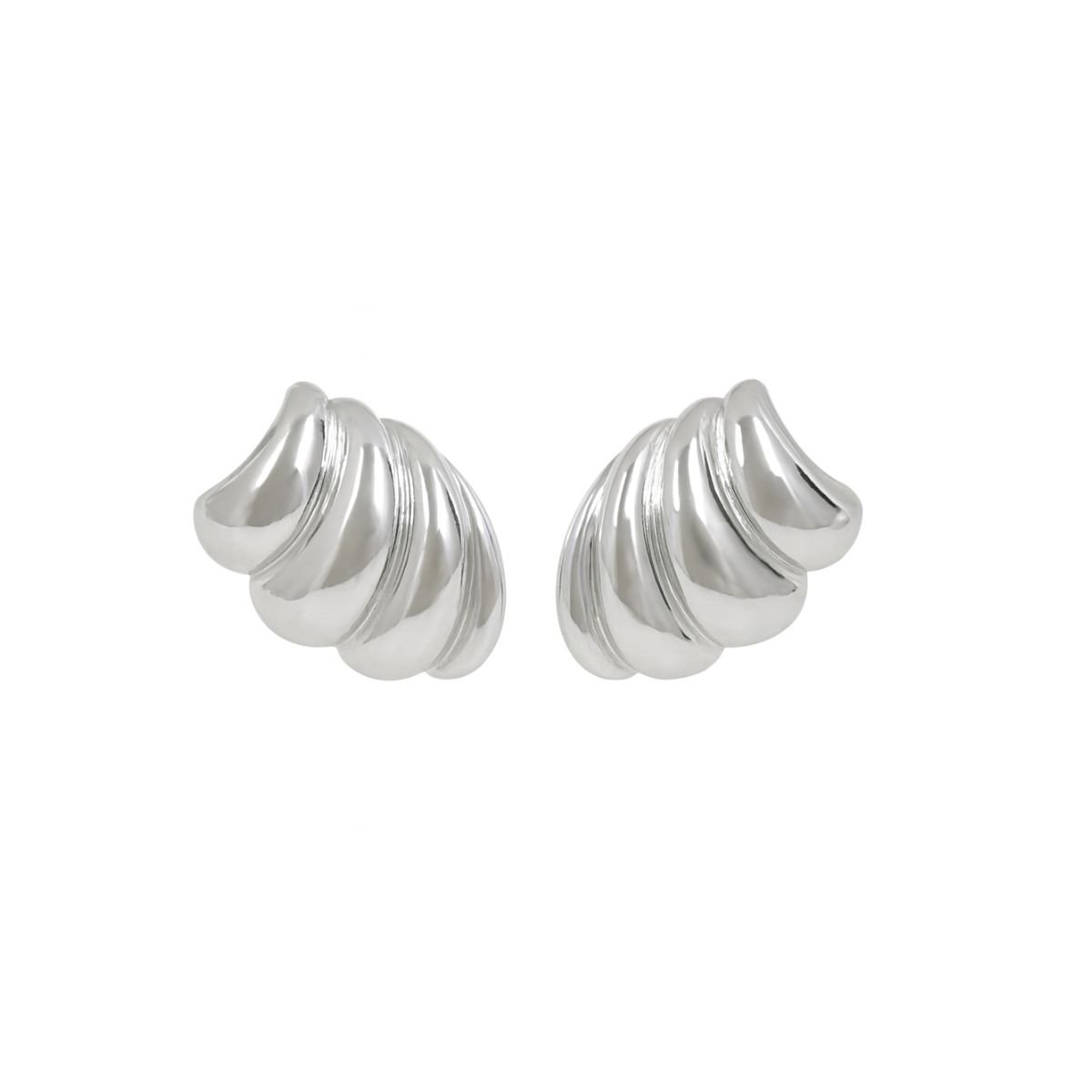 Brinco Prateado Design Ondas Moderno Elegante Vih Triny