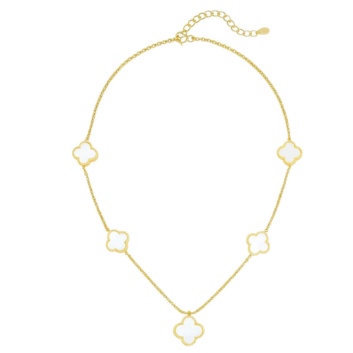 Colar Corrente Vih Triny Flor Resina Branca Banhado a Ouro