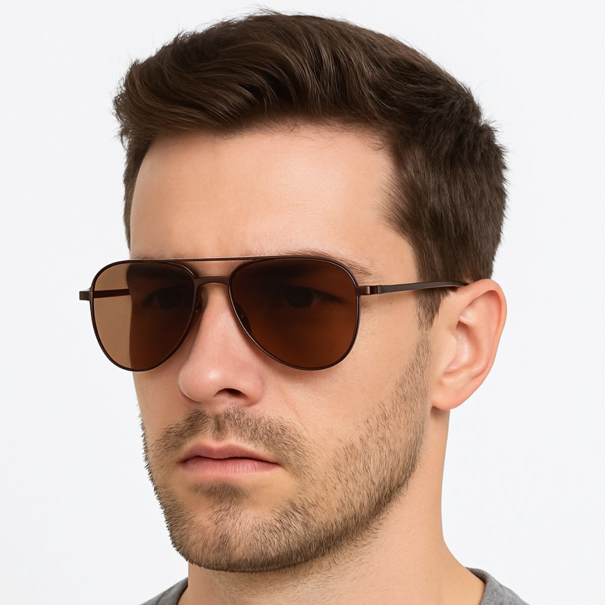 Óculos Aviador Masculino Marrom Lente UV400 Premium Marrom 2