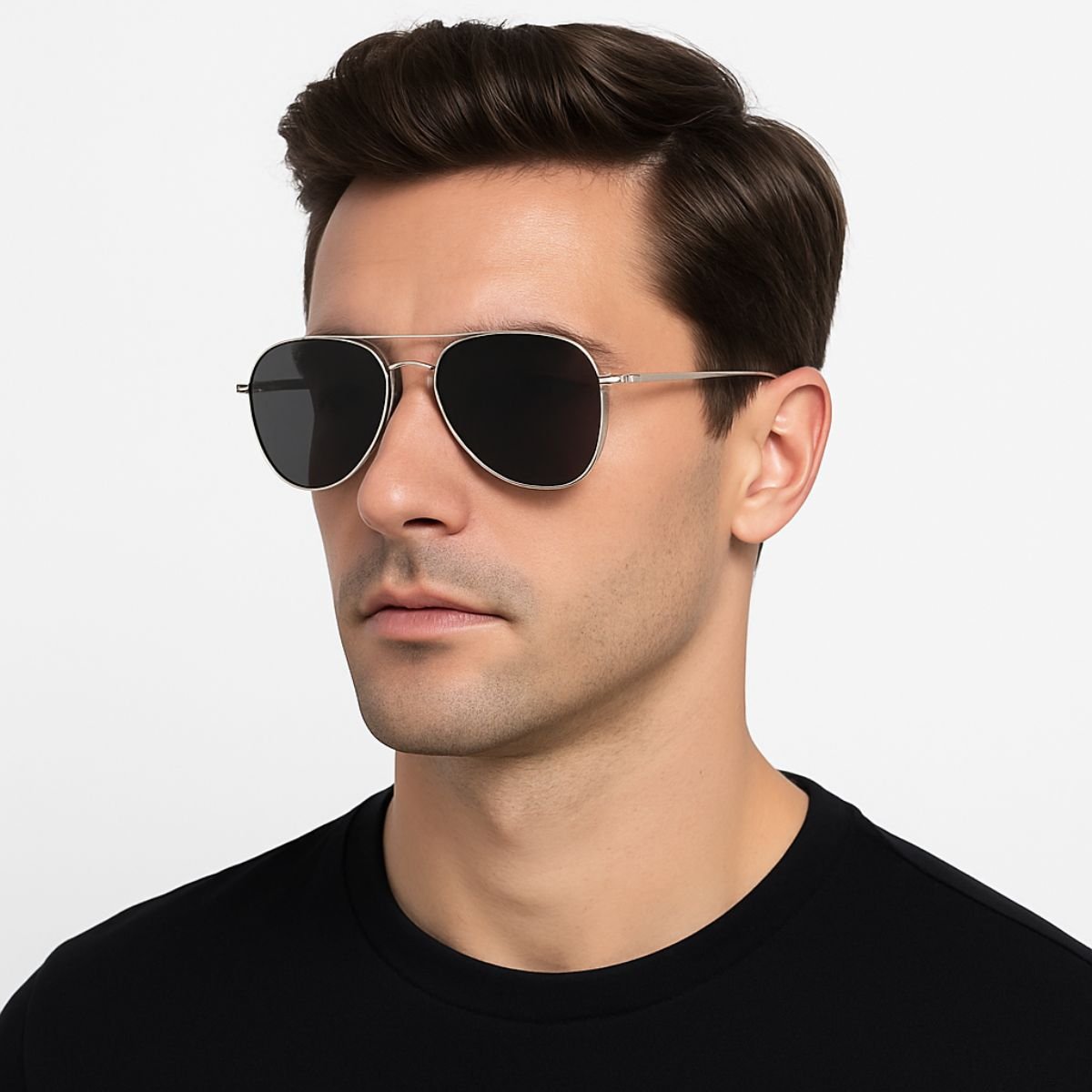 Óculos Aviador Prata Masculino Premium Lente Preta UV Prata 2