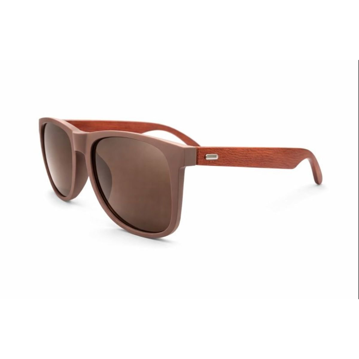Óculos de Sol Quadrado Fosco com Haste Efeito Madeira UV400