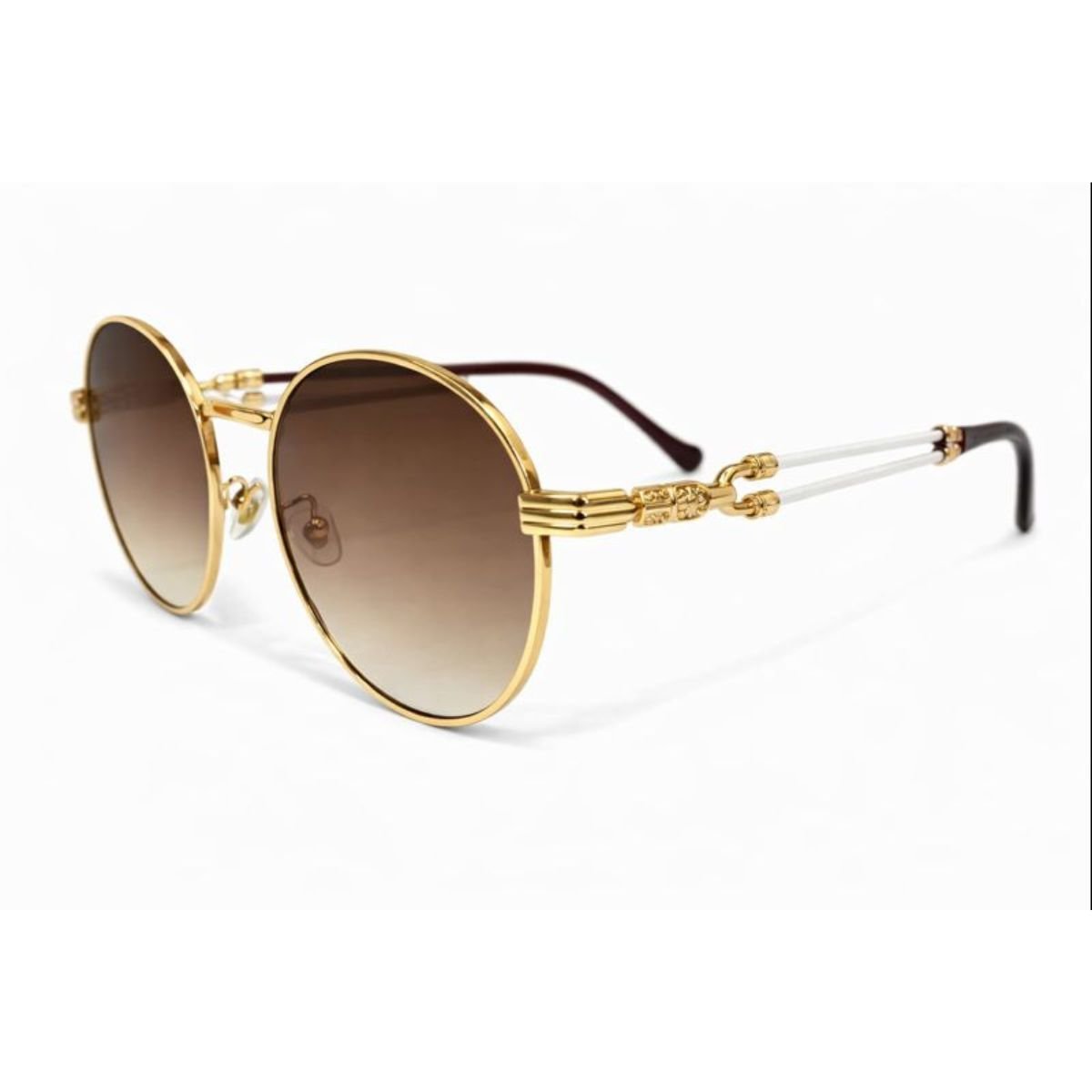 Óculos de Sol Redondo UV400 Estilo Moderno Lente Degradê Marrom