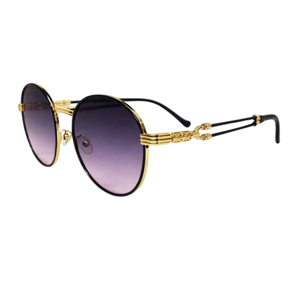 Óculos de Sol Redondo UV400 Estilo Moderno Lente Degradê Roxa