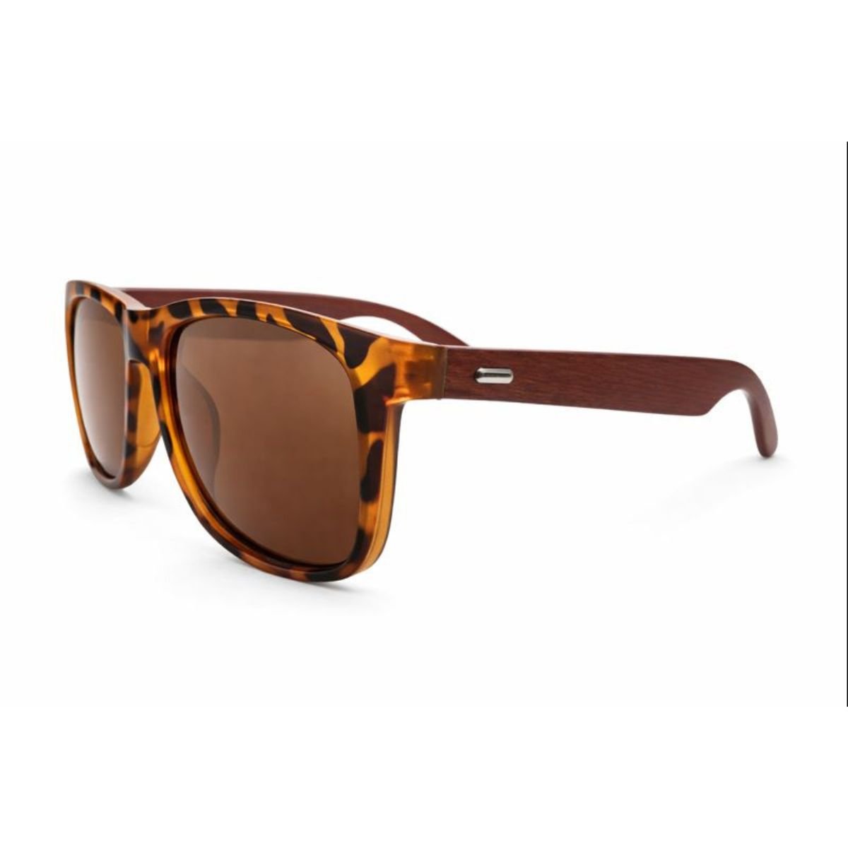 Óculos de Sol Premium Base Onça Haste Estilo Madeira UV400